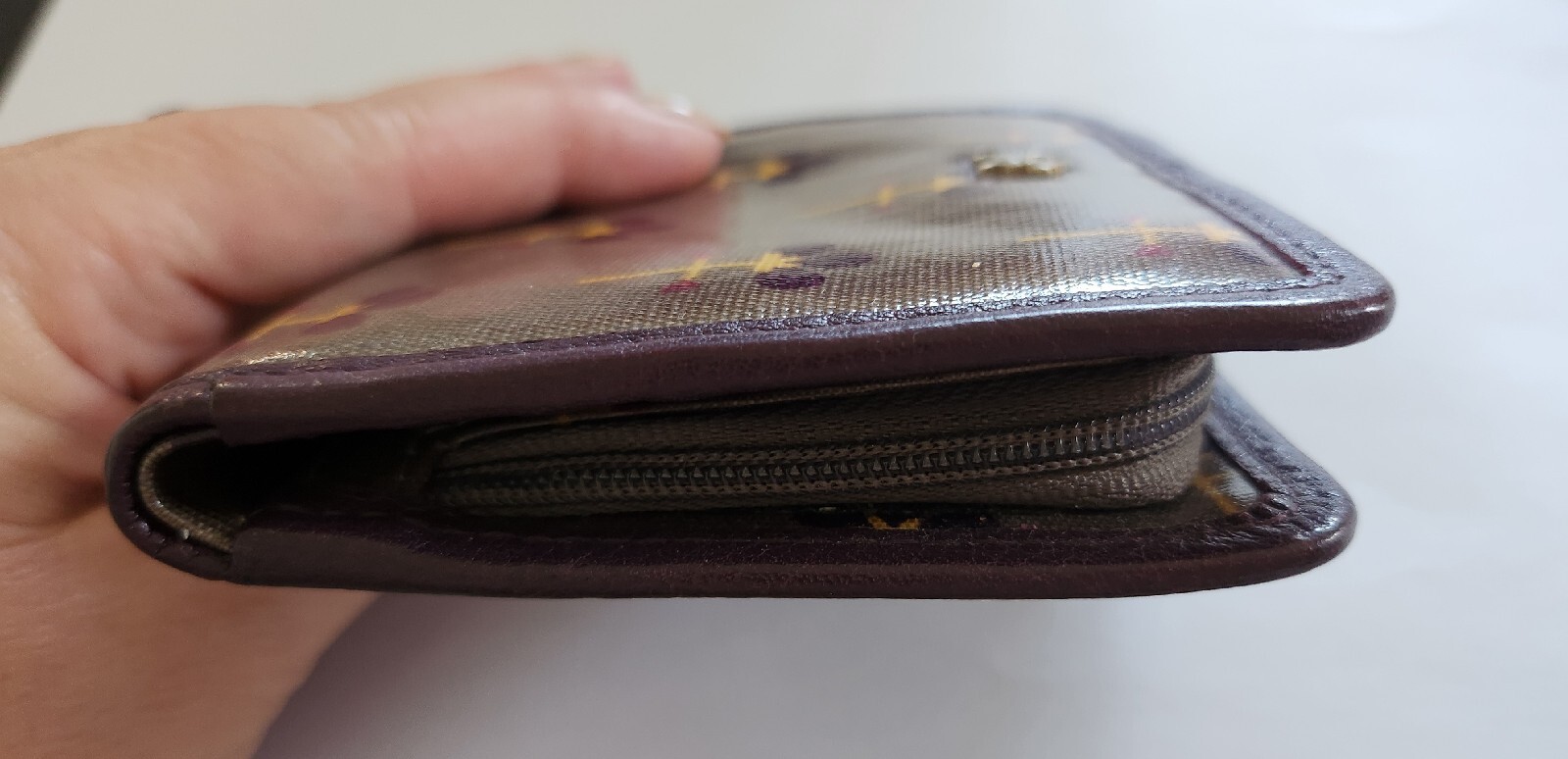 Radley Small Purple Oilskin leather Purse Wallet Compact Coins Notes