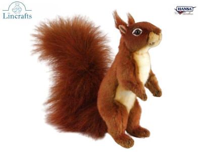 Sitzendes rotes Sqyirrel Stofftier von Hansa 8407 - Brandneu - Lincrafts UK Est 1993