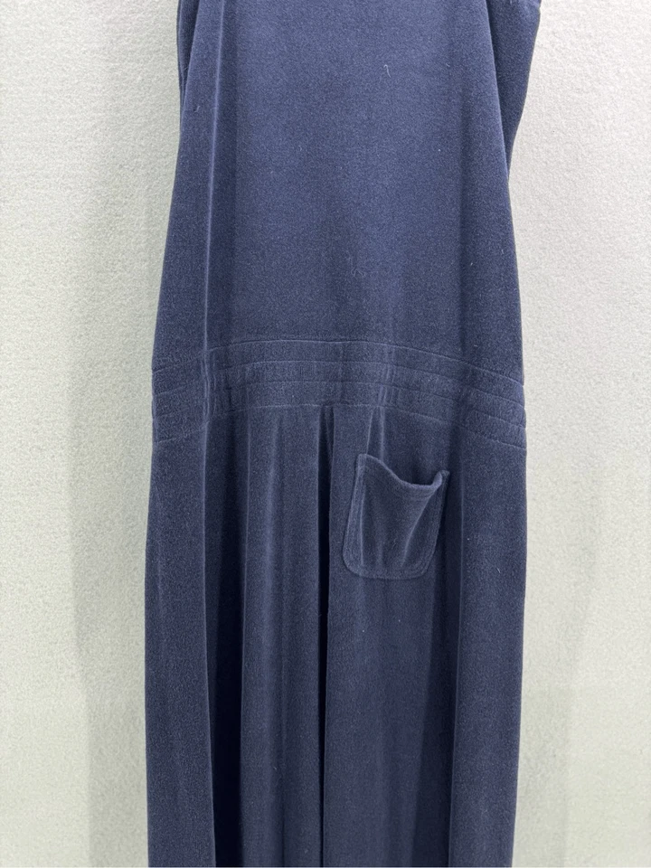 Y2K Juicy Couture Womens Navy Blue Wide Leg One Piece Terry Cloth Jumpsuit Rompe - Image 4 of 4