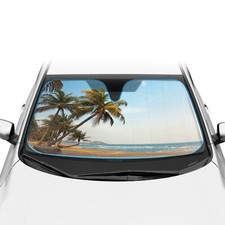 Carxs Car Sun Shade Tropical Island Tree Design Double Bubble Jumbo Sunshade