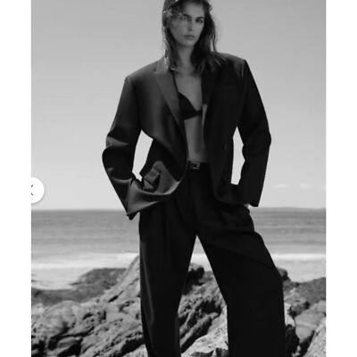 Zara x Kaia Gerber collaboration black oversized fit blazer BLACK 