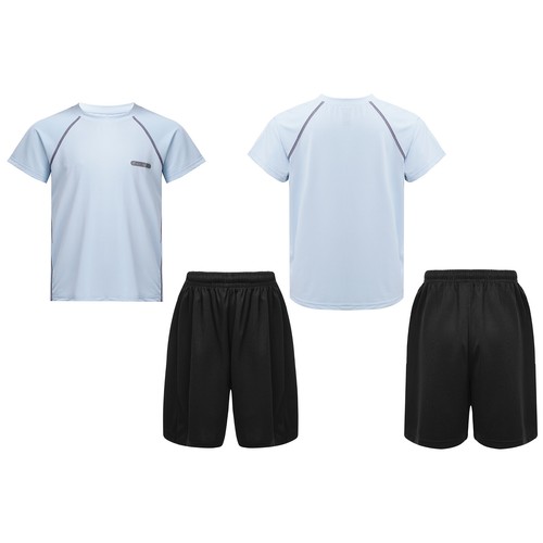 Kids Boys Suit Round Neck Outfit Football T-shirt And Shorts Set Trim Athletic - Picture 22 of 43