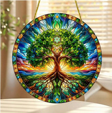 Vibrant Tree Of Life Acrylic Stained Glass Look Suncatcher, 5.9", Great Gift