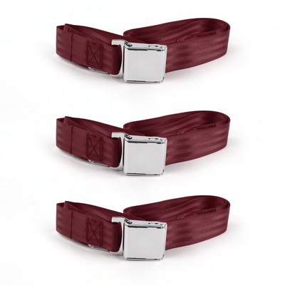 Ford Van 1961-1967  Airplane 2pt Burgandy Lap Bench Seat Belt Kit - 3 Belts hot