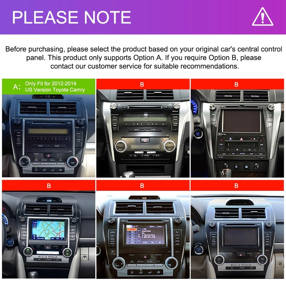 For 2012-2014 Toyota Camry Apple Carplay Car Stereo Radio Android 13 GPS 2G+32GB - Изображение 3 из 4