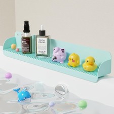Bathtub Splash Guard, Silicone Toy Tray Holder Storage with 10 Strong Suction...
