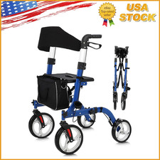 2 in 1 Rollator Walker Transport Chair for Seniors Folding Walker Wheelchair