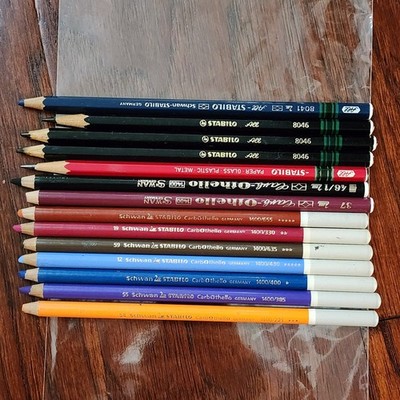 x9 Stabilo Carb-Othello Colored Charcoal Pencils Pastels & x5 Stabilo All Lot