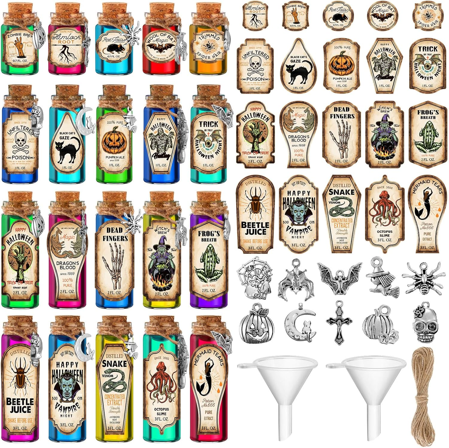 124-Piece Halloween Magic Potions Kit for Party Decor and Creative Gifting