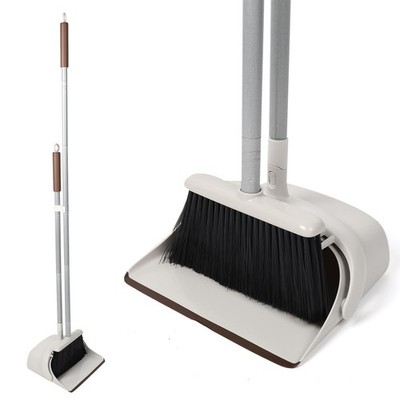 54'' Long Handled Broom and Dustpan Set - Perfect Dust Pan and Brush Combo for...