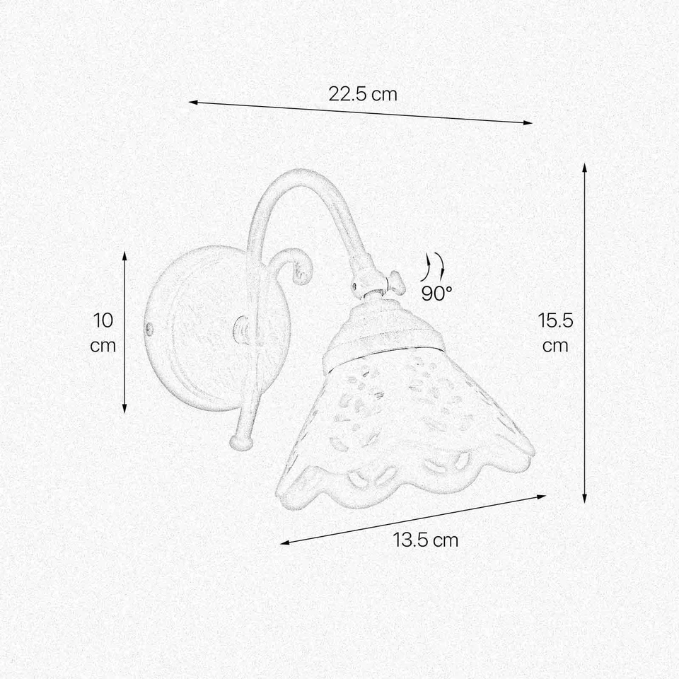 Aplique Cerámica Latón H: 15,5 CM Orientable E14 Aplique Cocina Pasillo - Imagen 3 de 3