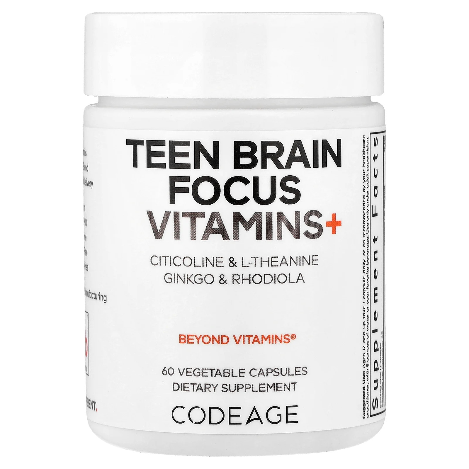 Витамины Teen Brain Focus Vitamins+, 60 растительных капсул