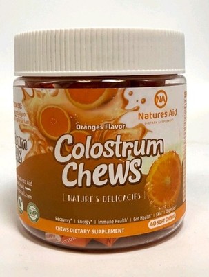 Natures Aid - Colostrum Chews Supplement - Orange - 60 Soft Chews Exp 12/2026