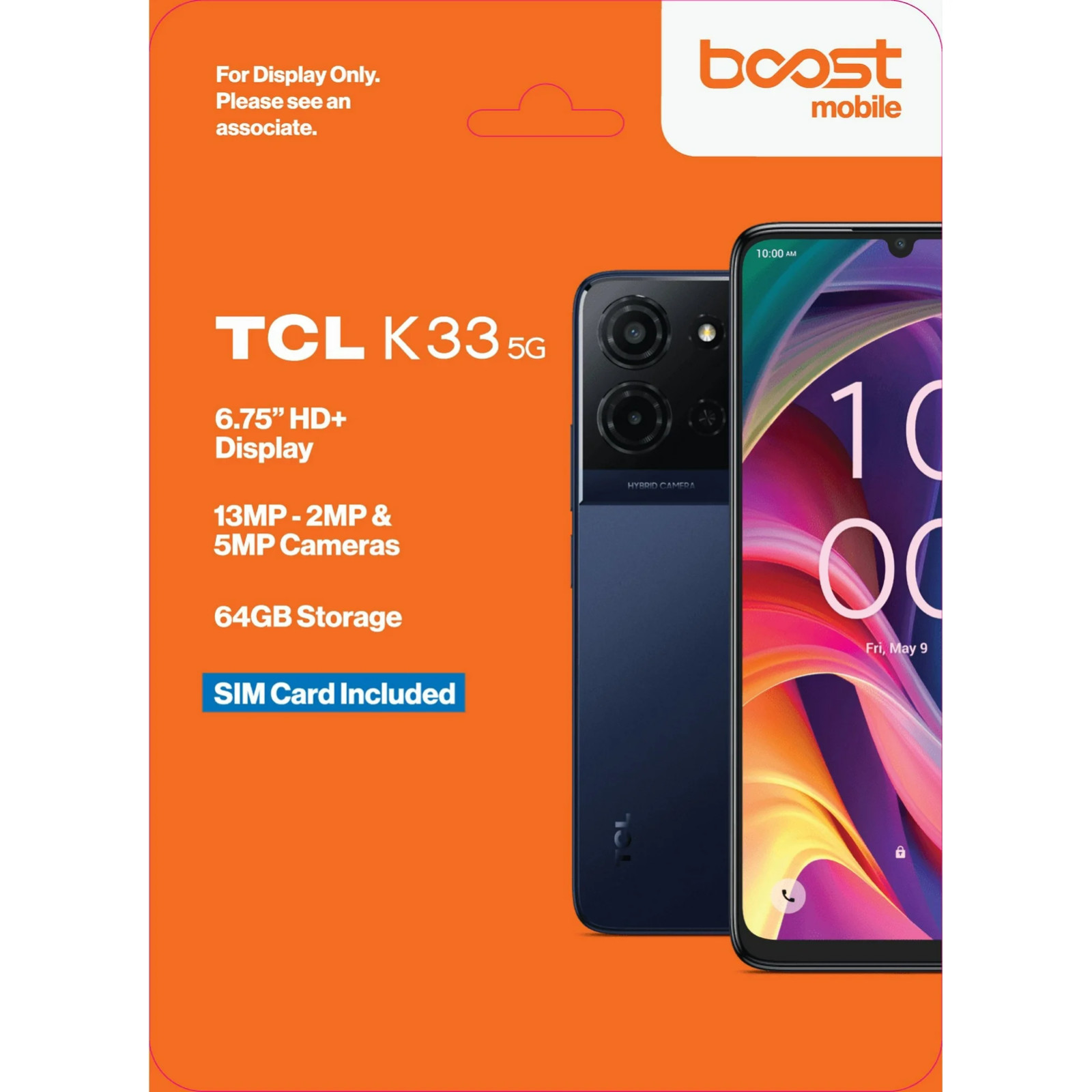TCL K33 5G, 64GB, Black - (Boost Mobile) Prepaid Smartphone 