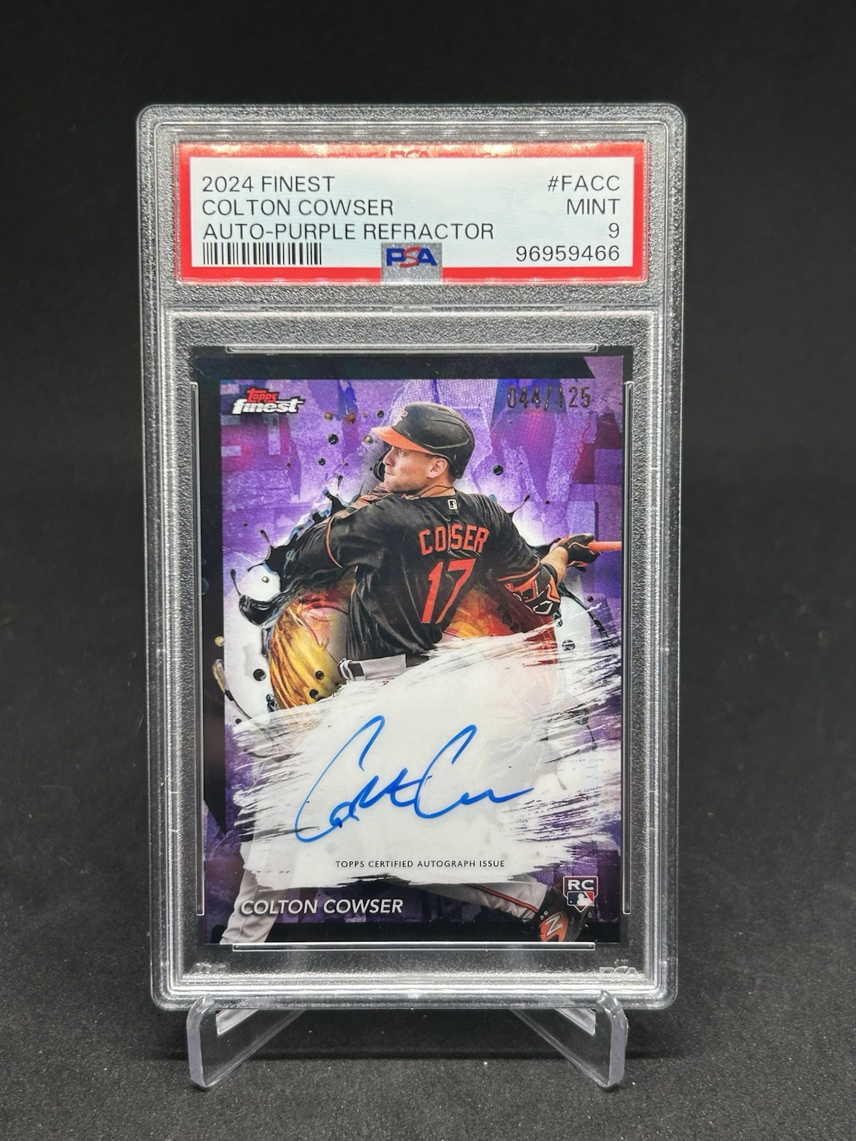 2024 Topps Finest Baseball Colton Cowser Auto Purple Refractor /125 PSA 9 FA-CC