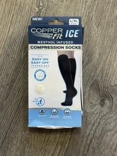 Copper Fit Ice Menthol Infused Compression Socks Black Size. L/XL Box slit