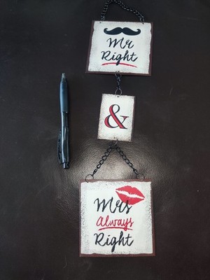 Vintage Landhausstil Mr Right & Mrs Always Right Humorvoll Blechschild Wanddeko