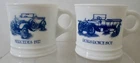 (2) Vtg. SURREY Milk Glass Shaving Mugs w/ Rolls Royce & Mercedes Antique Cars
