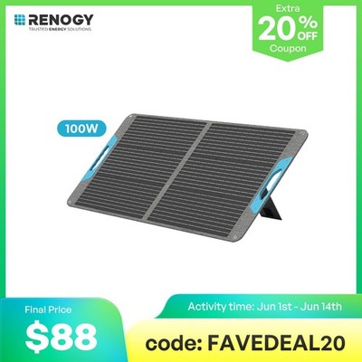 Renogy E.Flex-CORE 100W Portable Solar Panel, IP65 Solar Charger For Camping RV