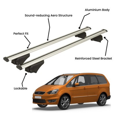 2 Pcs Silver Roof Rack Cross Bars For FORD  GALAXY MPV 2010-2015