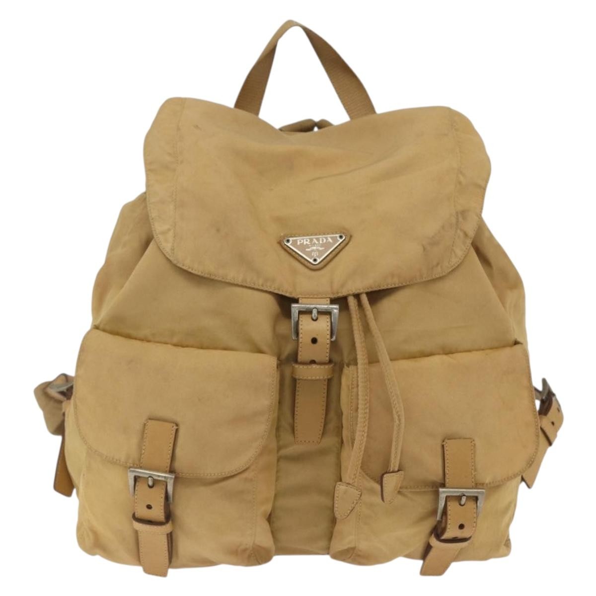 PRADA Backpack Nylon Beige Silver Auth 164263 thumbnail 2