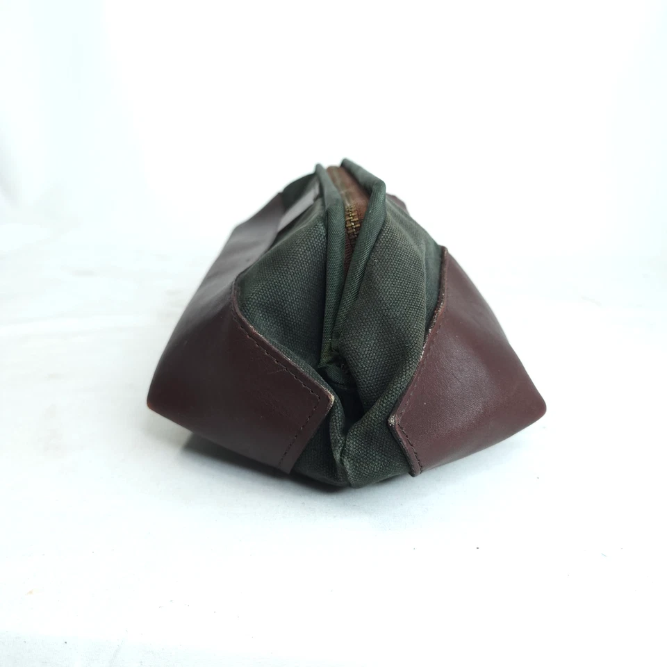 Orvis Battenkill Green Canvas Leather Hinged Dopp Kit Toiletry Bag Travel USA - Image 3 of 4