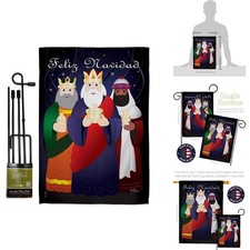 Breeze Decor Christmas Nativity Flag Pole Set Feliz Navidad Made in USA