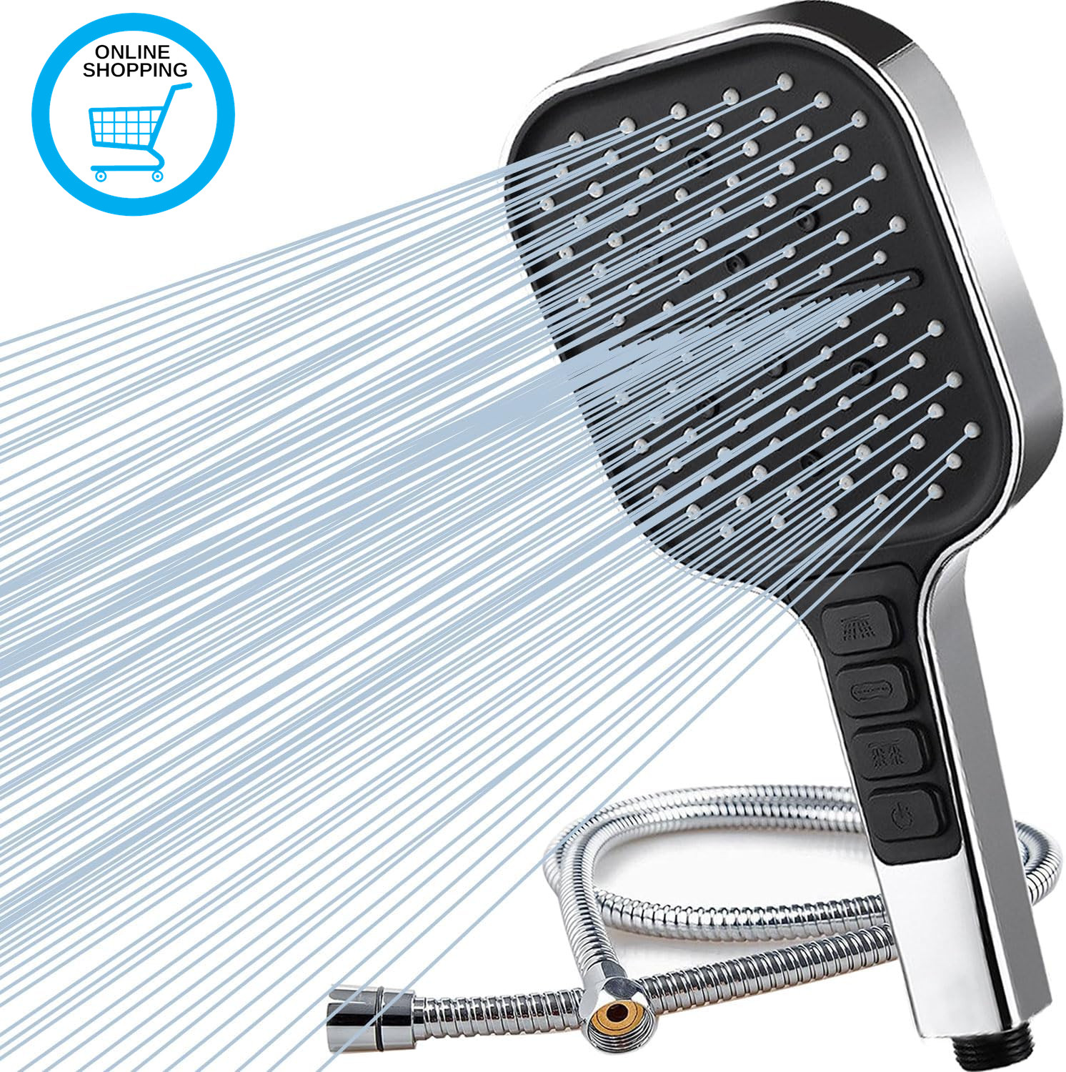 Shower Head and 2M Hose High-Pressure with 7+1 Modes Large Universal Hand-Held S