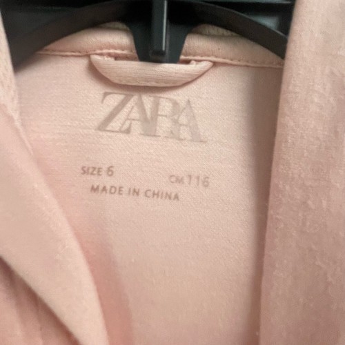 ZARA Kids Size 6 Girls Pink Hoodie Pullover Inspirational Zip Pockets - Picture 3 of 5