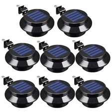 1-8 Pack Solar Powered LED Outdoor Gutter Lights with Brackets - Water Resistant