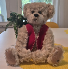 GANZ Cottage Collectibles Beige Teddy Bear Plush with Red Vest