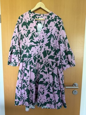 Sommerkleid Gr. L, MRS & Hugs, grün mit rosa Blüten, neu mit Etikett