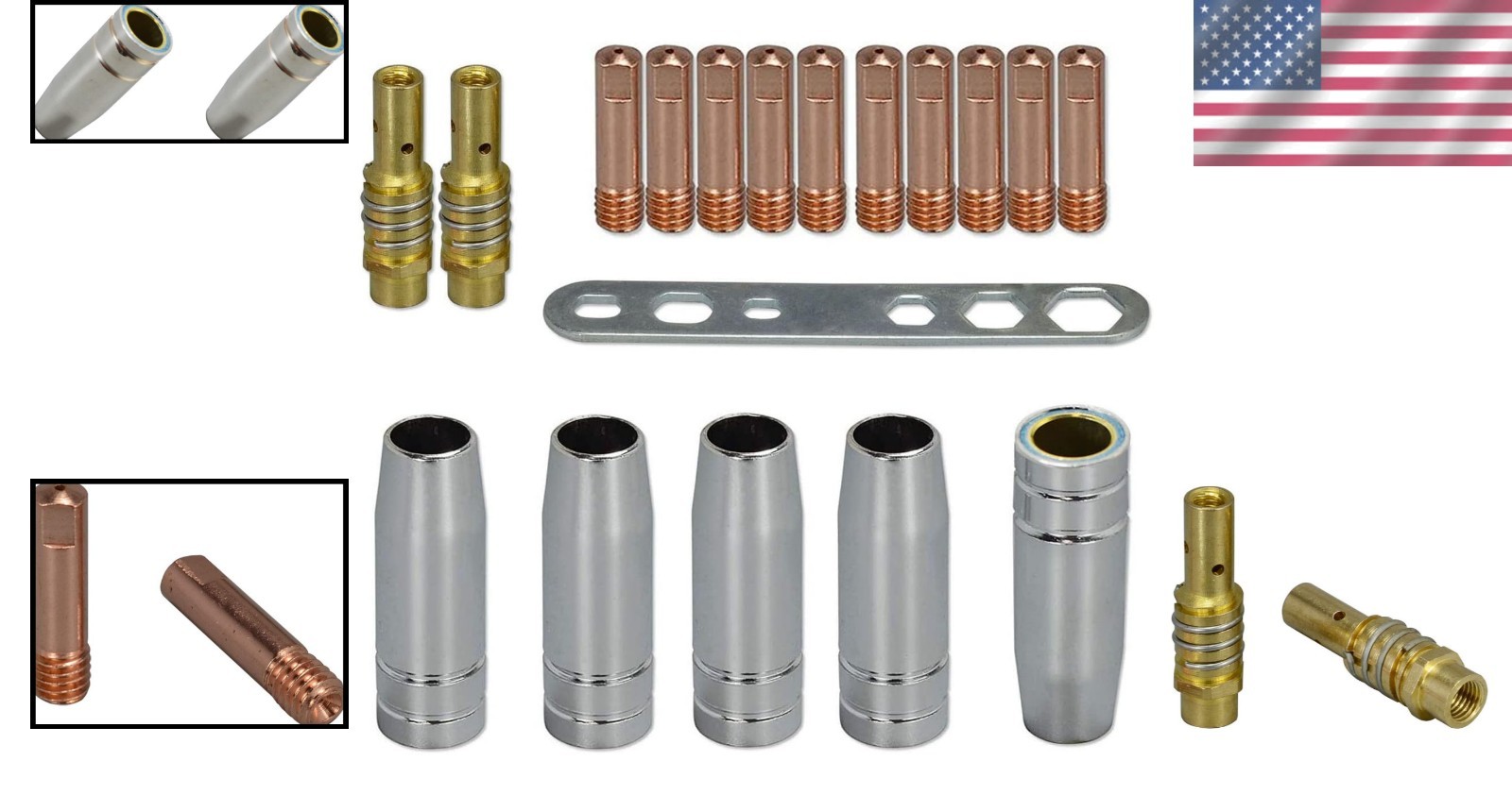 Professional MIG MAG Contact Tips .035" 0.9mm M6 Kit for MB15 & 15AK Torches