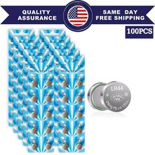 100 Pcs AG13 LR44 A76 357 357A LR1154 SR1154 SR44 1.5V Button Battery Coin Cell