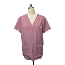 FIGS Technical Collection Scrub Top Mauve Pink V Neck Short Sleeve Size Medium