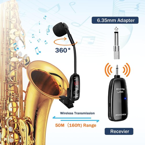 XIAOKOA UHF Wireless Instruments Microphone,Saxophone Microphone,Wireless N90 - 第 3/10 張圖片