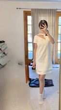 Versace Collection White Short Sleeve Tiered-Hem Cut-Out Shift Dress sz 40
