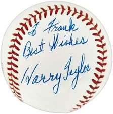 Harry Taylor Signed Official NL Baseball Brooklyn Dodgers "To Frank Best Wishes"