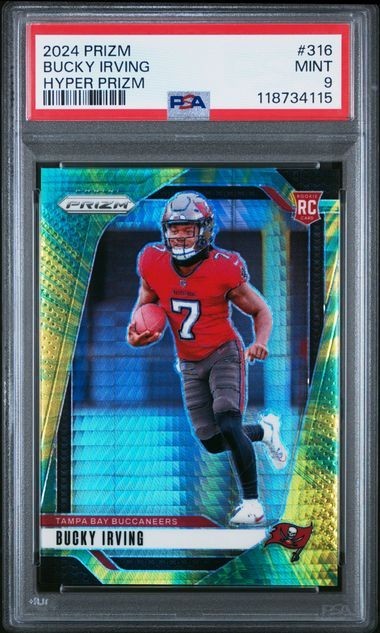 Bucky Irving 2024 Panini Prizm Hyper Prizm SP  /180 PSA 9 #316 Bucs