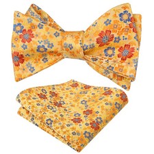 Mens 2pcs Premium Floral Self-tied Bow Tie Classic Wedding Pocket Square Set,...