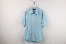 Vintage 60s 70s Streetwear Mens 16.5 Knit Short Sleeve Collared Button Shirt