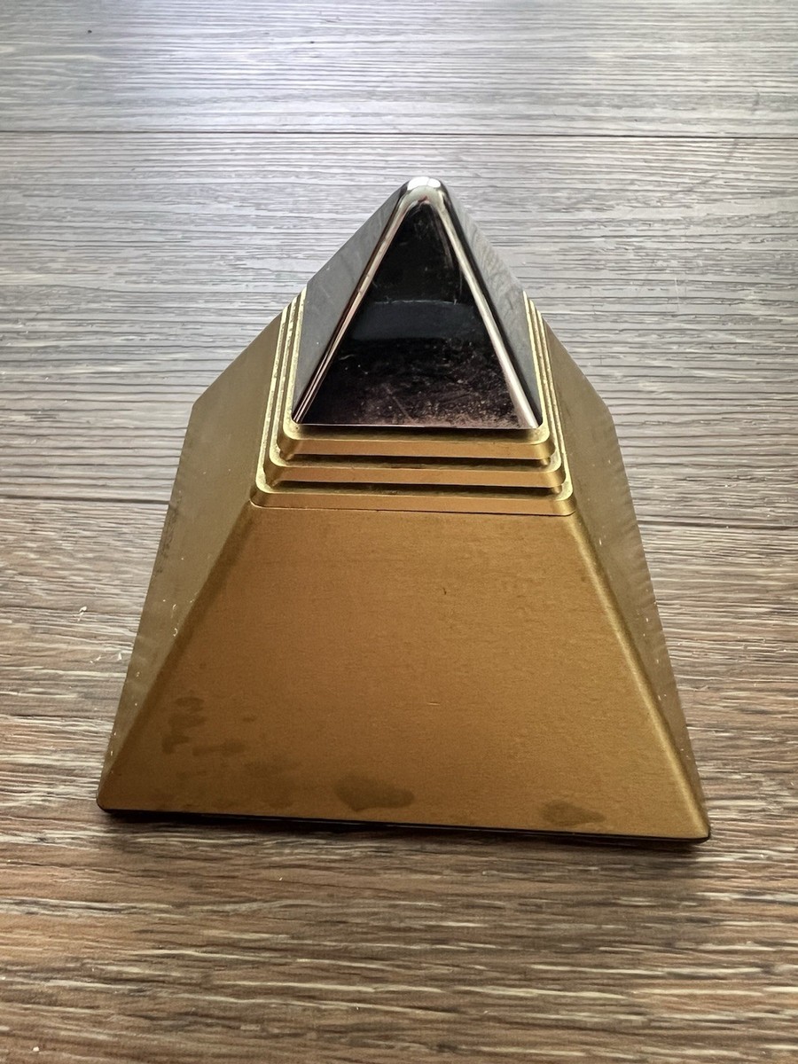 Vintage 1980's SEIKO Pyramid Talking Alarm Clock Gold & Chrome