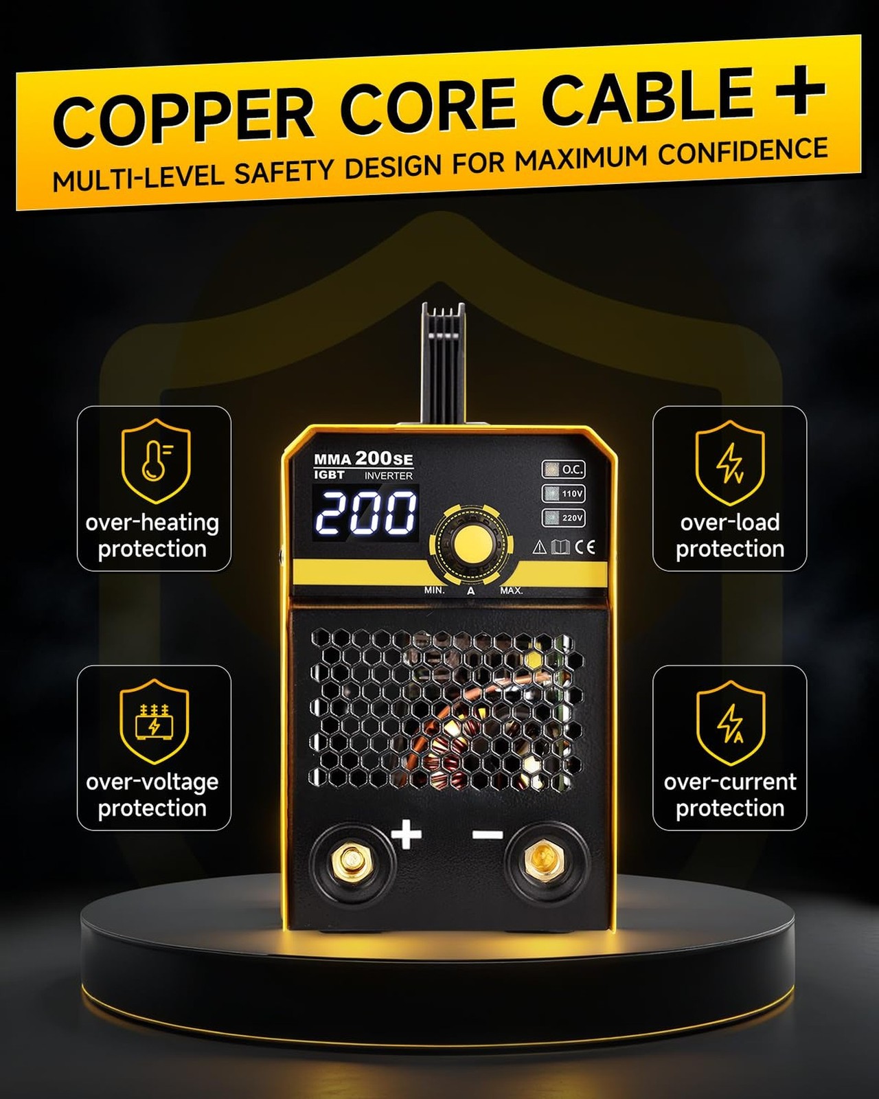 Stick Welder 200Amp with Display Digital Inverter IGBT portable Welding Machi...