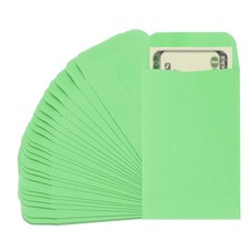 Money Envelope, 25 Pcs 3.5" x 2.2" Cash Holder for Checks Coins, Deep Green