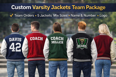 Custom Varsity Jackets Bulk Order 5 Pack Letterman Jacket Team High School