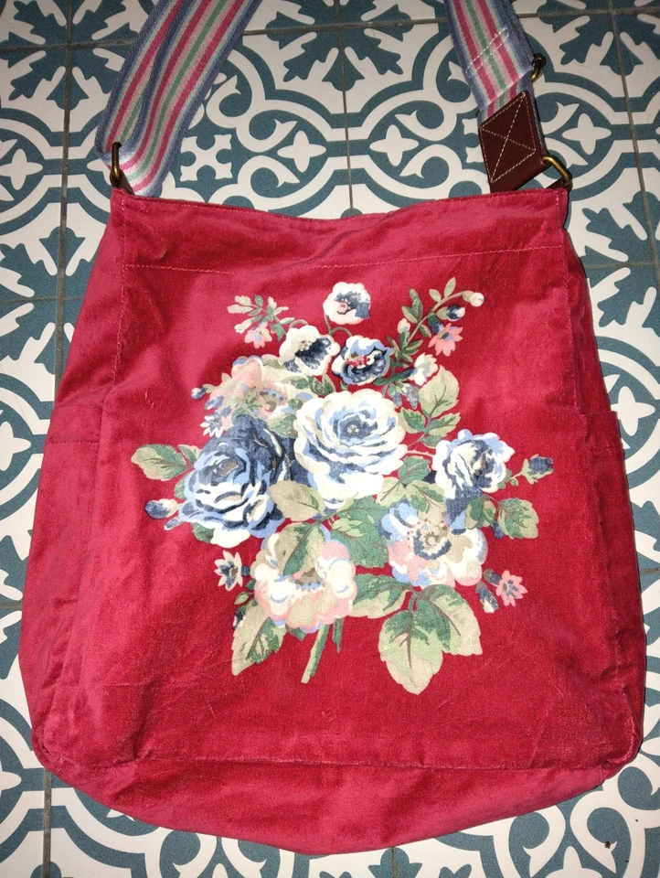 Cath Kidston Floral Velvet Messenger Shoulder Tote Bag - Image 2 of 4