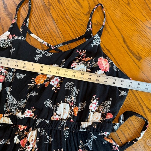 Torrid Dress Womens 2 Black Floral Maxi Sleeveless Cross Back Tie Waist Flowy - Picture 5 of 11