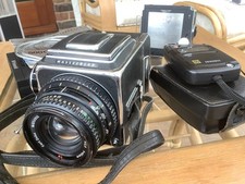 Hasselblad 500CM Camera, Carl Zeiss f80 Lens, 2 Film Backs, Polaroid, meters