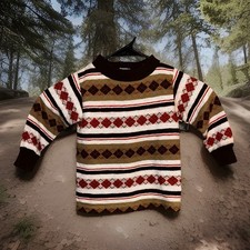 VTG 70s Shirt Kids Size 3T Toddlers Donmoor Long Sleeve Diamond Stripe Pattern