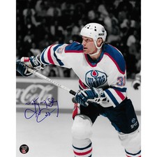 Marty McSorley Autographed Edmonton Oilers 8X10 Photo (B+W Background)